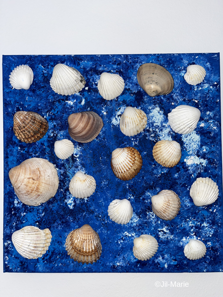 Deep Blue Ocean With Shells (40x40x2cm)