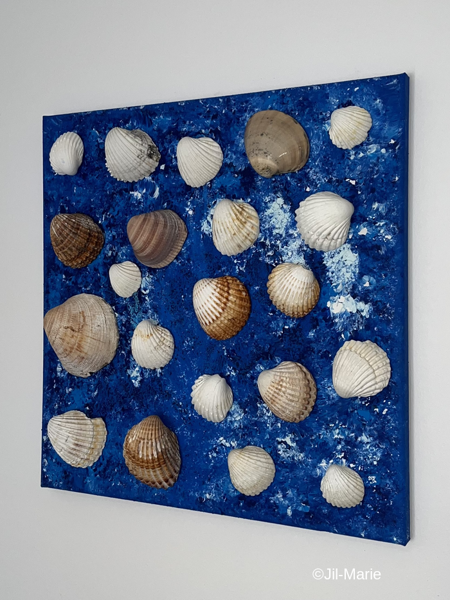 Deep Blue Ocean With Shells (40x40x2cm)